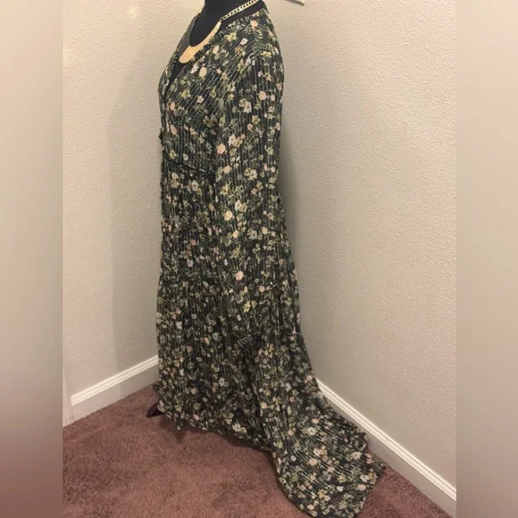 Rococo Sand x Revolve Flora High Low Maxi Dress Green Black Gold Floral M - Picture 5 of 14